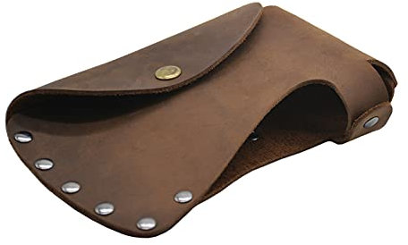 MOCOST Leather Axe Sheath, Durable Hatchet Cover, Protector Case Cover Camping Accessories Lumberjack Outdoors Work Essentials, Rustic Leather Belt Axe Head Sheath Made of Full Grain Leather