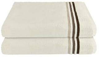 Schiesser Frottier Duschtuch Skyline Color im 2er Set | 100% Baumwolle aus nachhaltiger Produktion | saugstark, weich, farbecht | 70x140cm | Creme