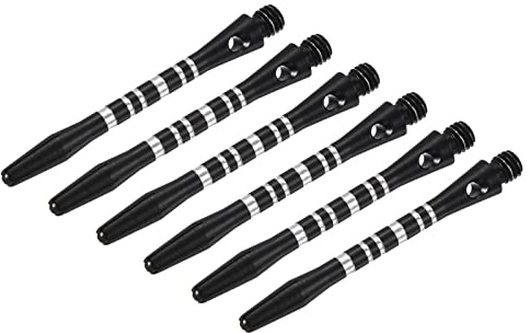PATIKIL Aluminium Dart Schäfte 6 Stück, 45mm 2BA Medium Gewinde Dart Shafts Dartzubehör für Stahlspitzen Darts Dartpfeile, Silber Ton Schwarz