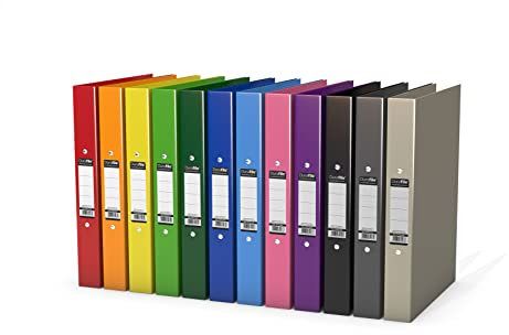 Durafile Ring Binder A4 Files, Vibrant Assorted Colours, Pack of 10 Folders, Heavy Duty Board Construction Folders for Paperwork Ring Binder, Ideal Folder Organiser for School, Home & The Office
