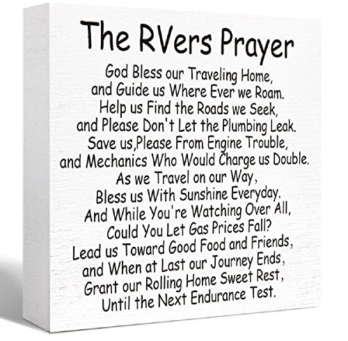 The RV Prayer Sign Wood Block,Funny RV Decor for Camper Inside