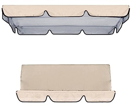 LOVIVER Patio Swing Canopy Replacement, 3 Seater Garden Swing Seat Canopy Cover for Indoor Outdoor Canopy Furniture, Beige