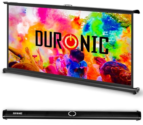 Duronic DPS50 16:9 Beamer Leinwand | 50 Zoll Projektor Leinwand | 16:9 Heimkino | Gain +1 Mobile Beamerleinwand für Tische und Schränke | 4K UHD, 3D, Full HD 1080p | Kompakte Projektionsleinwand