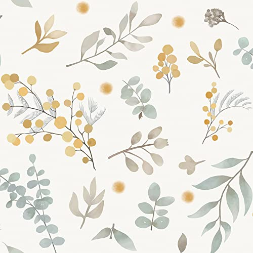 CiCiwind Papel pintado autoadhesivo, diseño de flores, color beige, 39 cm x 10 m, revestimiento de pared, extraíble, para salón, dormitorio, cocina