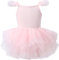 AIEOE Mädchen Ballett Kleider Tutu Turnanzüge Tüll Tanzkleider Kinder Ärmel Rüschen (Schritt Mit Knopf) 4-6 Jahre Rosa B02