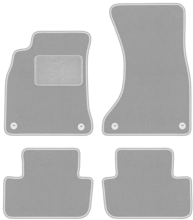 Velours-Fußmatten passend für Audi A4 B8 2007-2015, Grau, OSLO, passgenau | passend für Limousine/Kombi/Avant/Allroad; Velours-Teppich (Polypropylen), ca. 6,5 mm