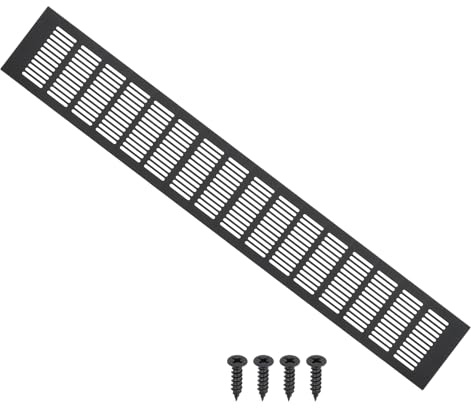 PATIKIL 23.6 x 4 Inch Door Air Vent Cover, Aluminum Grille Ventilation Cover Louvered with Mounting Screws for Cabinet Wardrobe Door, Black