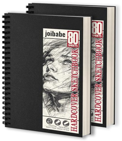2 Stück A4 Skizzenbuch,100 g/m² Zeichenblöcke mit Spiralbindung-160 Blatt /320 Seiten-malblock din a4 mit festem Einband-Professionnelle Zeichenbuch für Kinder & Erwachsene, Ideal für Skizzen