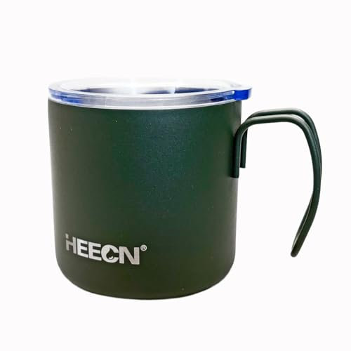 HEECN® Tazza da esterno in acciaio inox con coperchio a doppia parete, 450 ml/330 ml, leggera e a prova di perdite (LFGB), verde HESS-051 (330 ml, sport)