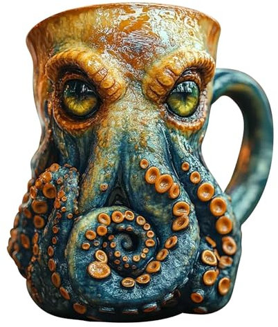 Cthulhu inspirierter Piraten-Krug, mittelalterlicher Piraten-Wikinger-Bierbecher, Oktopus-Kaffeetasse mit 3D-Kraken-Design, Drachensammler-Motto-Party-Dekoration, Trinkgeschirr (Das legendäre