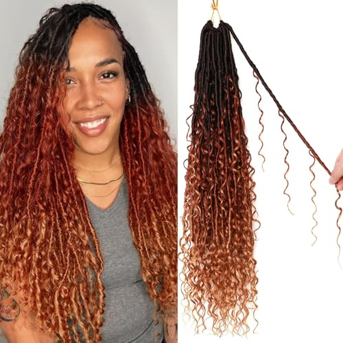 Faux Locs Crochet Hair-Soft Locs Crochet Braids Hair Extensions Goddess Braids Extensions Hair (#1B-30-27, 24Inch (Pack of 8))