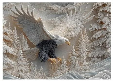Carved Eagle Jigsaw Puzzle, 1000 Pieces 3d Jigsaw Puzzles For Adults, Impossible Bald Eagles Puzzle Challenging With 3D Wall Effect, Game Activities For Family, Children, Party
