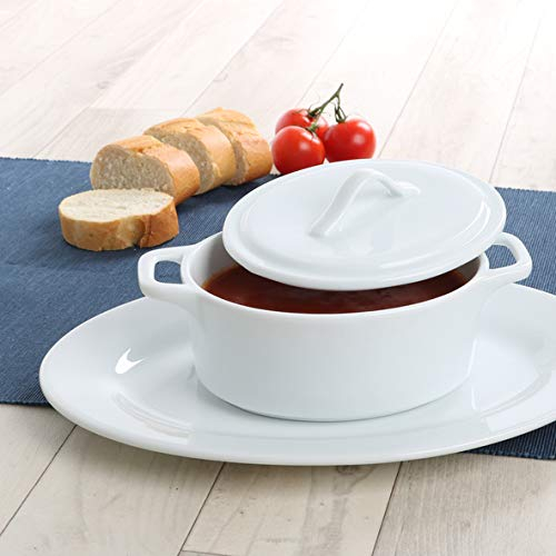 Holst Porcelaine COC 202 FA1 Cocotte Soupes 0,65 L 29 x 21 cm et de Ragoût Plateau de Service, Porcelaine, Blanc, 29,5 x 21 x 10,5 cm