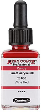 Schmincke - AERO COLOR® Professional - Finest liquid, high color acrylic paint for acrylic painting, airbrush, mixed media, acrylic ink, Wine Red - 28 ml