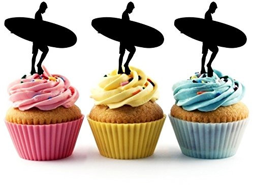 Innovedesire Surfboard Man Kuchenaufsätze Hochzeit Geburtsta Acryl Dekor Cupcake Kuchen Topper Stand für Kuchen Party Dekoration 10 Stück
