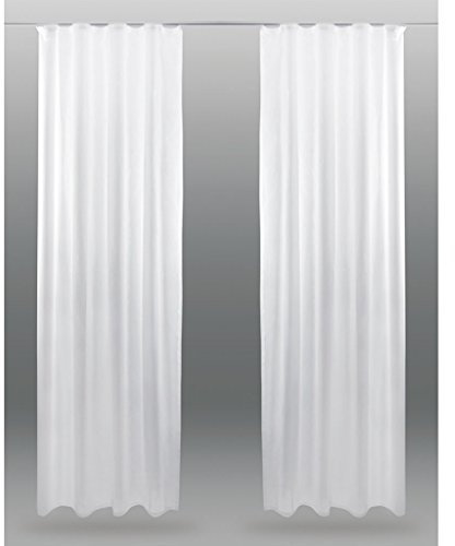 Bestlivings Dekoschal Noella mit Universalband, transparente Gardine Voile b 140x l 145 cm 2er Pack, Wohnaccessoire in vielen erhältlich (weiß - reinweiß)