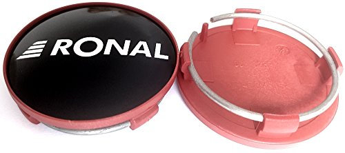 Original RONAL 62,2mm Nabendeckel Nabenkappe Schwarz Hochglanz Rand Rot Center Cap Deckel Felgendeckel