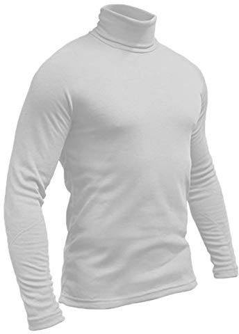 Hann Brooks Mens Soft Cotton Ski Golf Polo Roll Neck Top Black, Brown, Grey, White S M L XL 2XL 3XL (L, White)