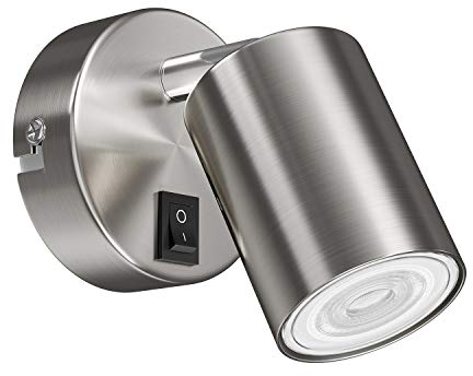 ledscom.de Wandspot WAIKA, einflammig, mit Schalter, GU10, chrom matt, inkl. GU10 LED Lampe (warmweiß, 5,4W, 510lm, 45°)