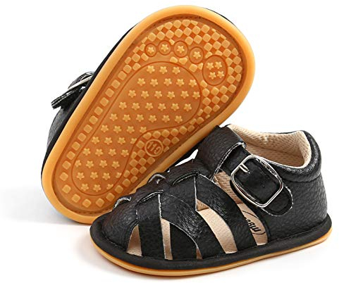 RVROVIC Baby Jungen Mädchen Sandalen Weiche Sohle Sommer Säugling Krippe Schuhe Leicht Kleinkind Prewalker Outdoor Walking Schuhe, 1-Schwarz, 6-12 Monate
