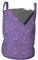 ABAKUHAUS Flamingo Wäschesack, Dots Vögel Kinder Mädchen, Wäschekorb mit Griffen Kordelzugverschluss für Waschsalons, 33 cm breit x 49 cm hoch, Hellblau Violett