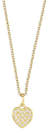Xenox Damen 925 Sterling Silber Halskette mit Herz-Anhänger mit Zirkonia in goldfarben Love Story - XS3419GK
