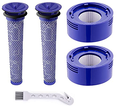 Filter für Dyson, Ersatzfilter für Dyson V8 V7, 2 Stück vorfilter für Dyson V6 V7 V8, 2 Stück Post Filter für Dyson V7 V8 mit Reinigungsbürste Zubehör Kit