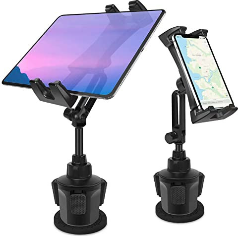 Auto-Getränkehalter, Tablet-Halterung und Handy-Halterung, Ständer für iPad Pro 9,7, 11, 12,9 Air Mini 5, 4, 3, 2, Samsung Galaxy Tabs, iPhone 13, 12 Pro, 4,7-12,9 Zoll Smartphone-Register,
