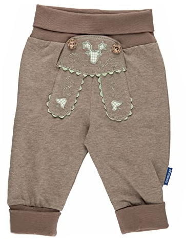 P.Eisenherz Babyhose Jogginghose im Lederhosenstil mit grüner Stickerei 100% Baumwolle. Größe 98-104