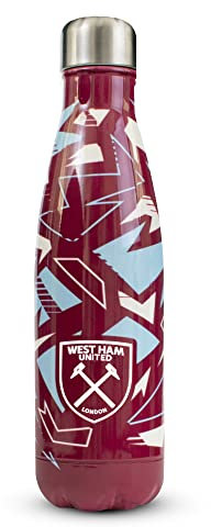Hy-Pro Officially Licensed West Ham United F.C. Thermal Bottle - Stainless Steel, Double Wall, Vacuum Flask, Fade Design, Lightweight, Leakproof, Great Football Gift Idea