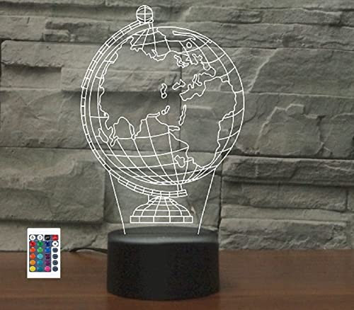 SUPERRUIDALONG 3D-Globus-Fernbedienung, 16 Farben, Nachtlichter, Illusion, Acryl, LED-Tisch, Nachttischlampe, Kinderzimmer, Schreibtisch, Dekoration, Geburtstagsgeschenke, Spielzeug für Kinder