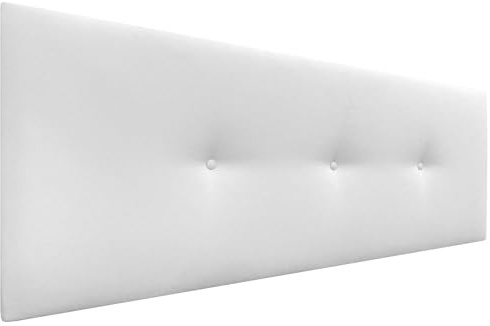 DHOME Kunstleder oder Acualine Stoff Kopfteil einfarbig mit Knöpfen gepolstert HIGH Range Luxus Bett Kopfteil Modernes Schlafzimmer Polsterung (Stoff weiß, 160x50cm (Betten 150/160))