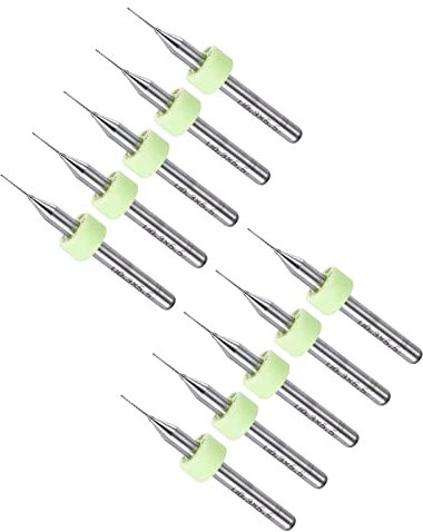CoCud Micro PCB Drill Bits, 1/8 Shank 0.3mm Cutting Edge, Tungsten Carbide Print Circuit Board Drill Bit - (Applications: for CNC Drilling Engraving Machine), 1-Set (10-Pieces)