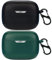 Msm-case de Silicona Compatible con JBL Tune 230NC, [Admite Carga inalámbrica] [Funda Protectora a Prueba de Golpes] [Funda [Mosquetón] Lindo de Dibujos Animados en 3D Black Green