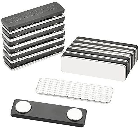 FLOTRUTE 12 Stück Namensschilder Magnet Selbstklebend Magnetisch Namensschild Schilder Kleidung Metall Namensschild Halter mit 2-Punkt Magnet für Ausweishüllen Beschriften Fliegengitter