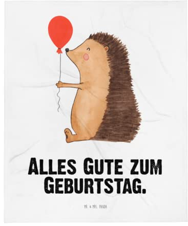 Mr. & Mrs. Panda Kuschelfleecedecke Igel Luftballon - Geschenk, Tiermotive, Tagesdecke, Tiere, Sofadecke, Happy Birthday, Glückwunsch, Gute Laune,