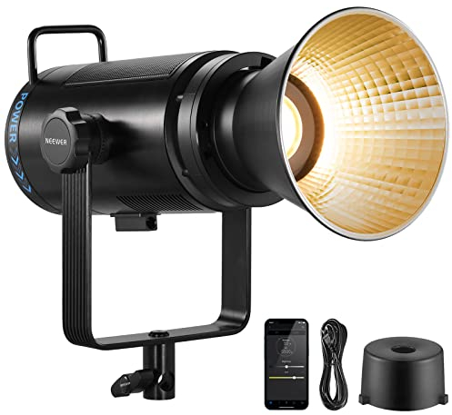 NEEWER CB200B 210W LED Videoleuchte Studiolicht mit 2,4G/APP Fernbedienung,Ganzmetall COB Bi-Color Studio Dauerlicht Bowens Halterung 90000Lux/1m 2700K-6500K CRI/TLCI97+ 12 Effekte für Porträt