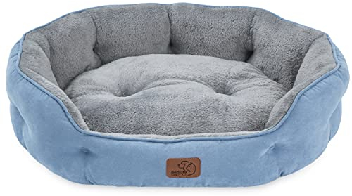BEDSURE Katzenbett waschbar Katzen Bettchen - 63x53x20cm Katzen Bett mit Zweiseitig Innenkissen Katzenschlafplatz für Katzen oder kleine Hunde, blau