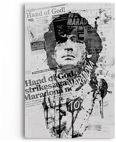 Paul Sinus Schwarz Weiß Porträt von Diego Maradona Fußball Legende Kunstvoll