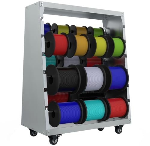 Wire Spool Rack with Wheel,6 Rods Ribbon Rack Thread Holder Cold-Rolled Steel Cable Storage Holder Wire Cable Dispenser for Electrical Industrial Retail Use 300lbs Capacity(A