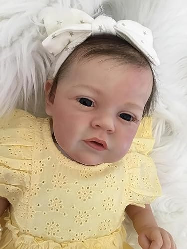 Anano Reborn Puppen Lebensecht Babypuppen 21-Zoll Mary Ann Puppe Wie Echtes Baby Echtes Leben Reborn Baby Mit Offenen Augen Realistische Silikon Baby Hand Verwurzeltes Weiches Haar