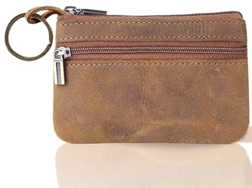 Cash Change Wallet for Men Women, Leather, 1 Pcs | Retro Brown, Tray Purses, Coin Purse, Key Wallet Pouch