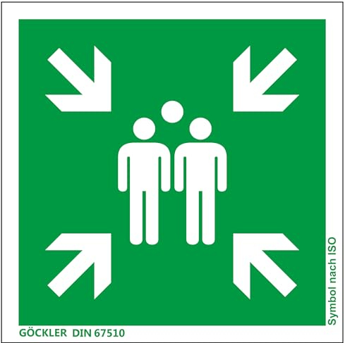 Brandengel® Hochwertiges Schild Sammelstelle PVC Platte nicht klebend 300 x 300 mm Kunststoff Sammelpunkt Sammelplatz DIN EN ISO 7010 DIN 67510 ASR A1.3