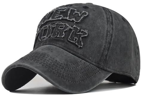 DOwrap Unisex Klassische Baumwolle New York Dicke Linie Stickerei Baseball Cap Sport Cap Herren Baseball Cap Dad Cap, Schwarz , 58