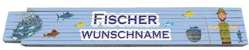2m Zollstock - Fischer - mit Wunschname - Text - Spruch - individuell personalisiert - Glieder-Maßstab - Meterstab bedruckt - für Männer Opa Papa Vatertag Wunschtext Weihnachten Baustelle