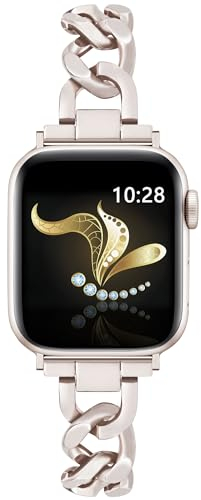 Ocaer Kompatibel mit Apple Watch Armband 46mm 45mm 44mm 42mm 49mm, Elegant Metall iWatch Armband für Apple Watch SE Ultra 2/1 Series 10 9 8 7 6 5 4, Schmuck Gliederarmband für Damen Fraue(Polarstern)