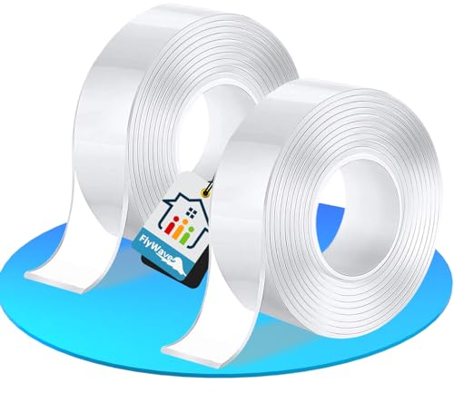 FlyWave 6m Nano Klebeband, Klares, Doppelseitiges, Abwaschbares, Nicht Markierendesnano Tape, Nano Klebeband Doppelseitig Extra Stark, Für Fotowand, Küche, Hausgebrauch Nano Tape Klebeband