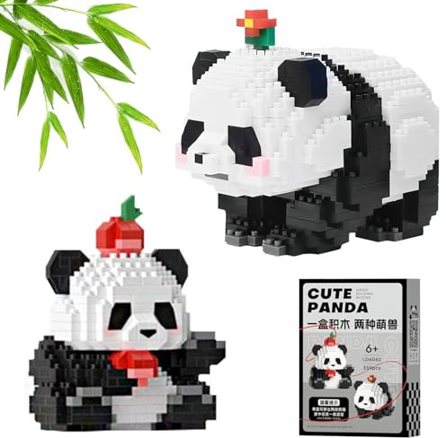 Hpbaggy 2 in 1 Panda Bausteine Set, Niedlich Mini Tiere Klemmbausteine für Erwachsene und Kinder ab 9+ Jahren