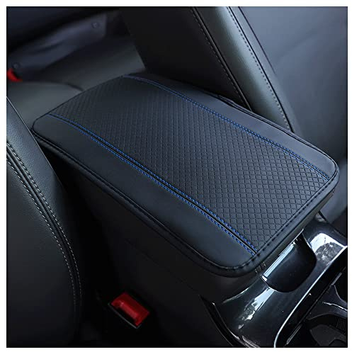 Coussin de Accoudoir Voiture Universel Four Seasons,Coussin Accoudoir en cuir en Fibre Gaufrée pour le Repose Coude,Accoudoir Central Universel Accessoire Voiture Interieur (Bleu)
