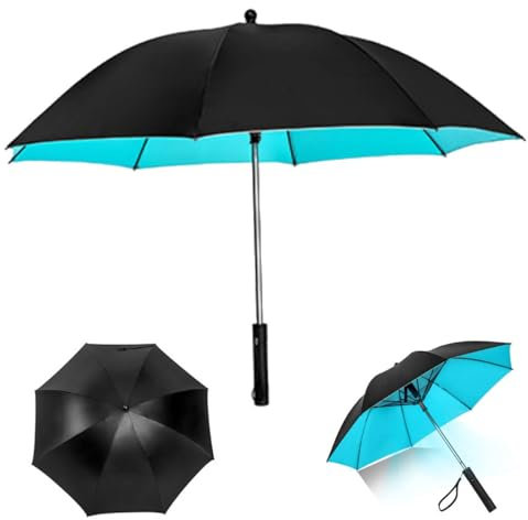 Parapluie 3 en 1 avec ventilateur, parasol UV avec ventilateur, parapluie avec ventilateur et brumisateur, ventilateur de refroidissement portable, parapluie pliable UPF 50+ for le soleil et la pluie(